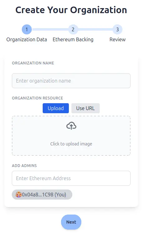 Organization registration form