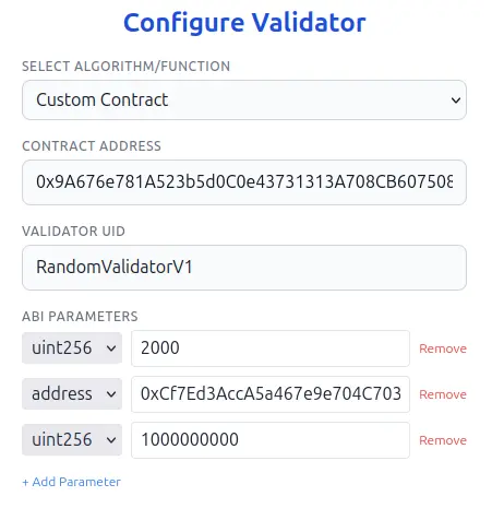 Custom validator configuration example